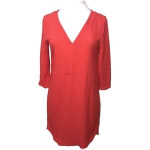 Massimo Dutti Coral V-neck Shift Dress 10 EUC